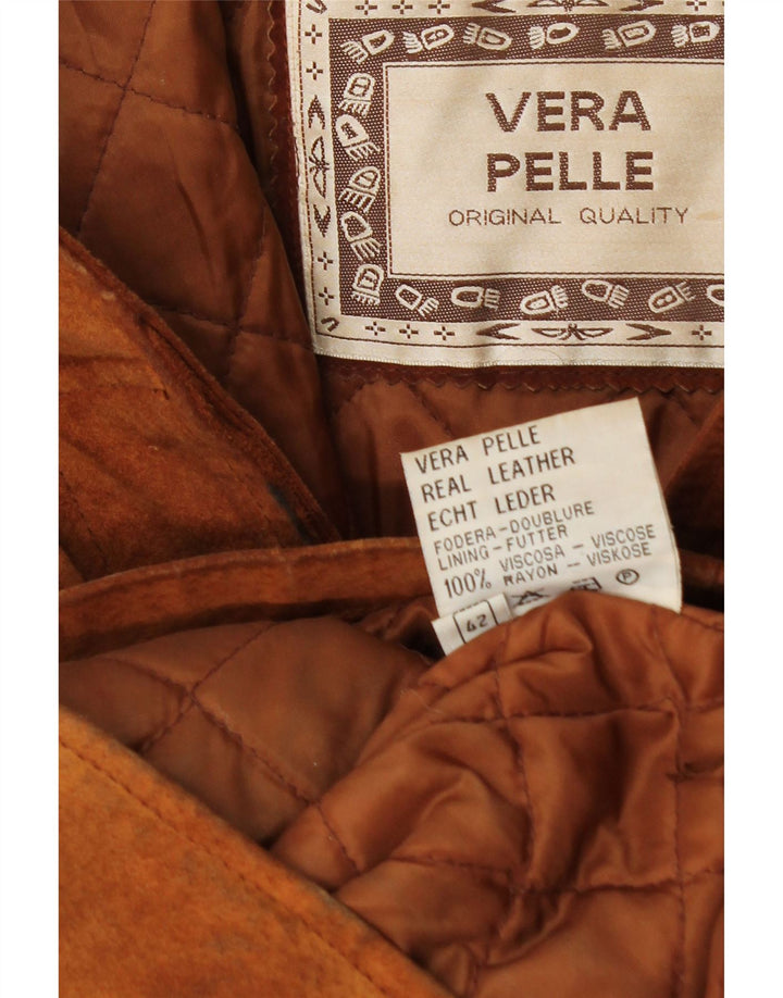 Manteau coupe-vent en daim à capuche vintage pour femme IT 42 Cuir marron moyen