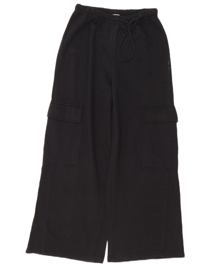 Zara Pantalon de survêtement cargo coupe ample pour femme UK 12 Noir moyen