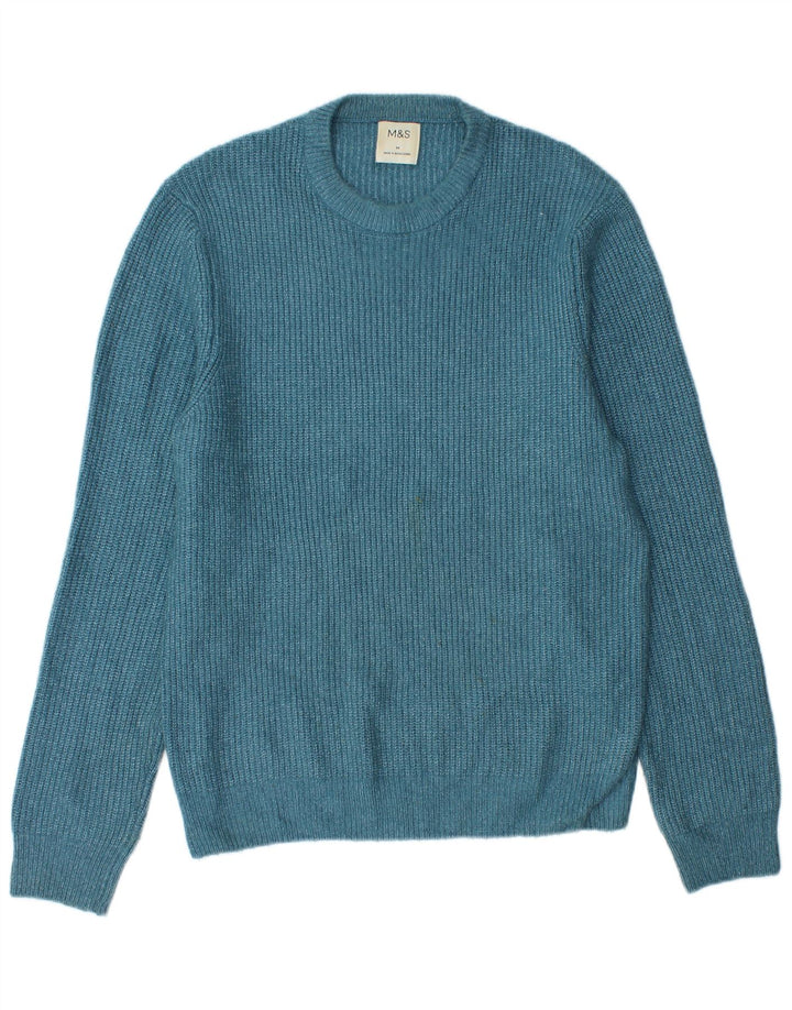 Marks & Spencer Pull Col Ras du Cou Homme Bleu Moyen Polyamide