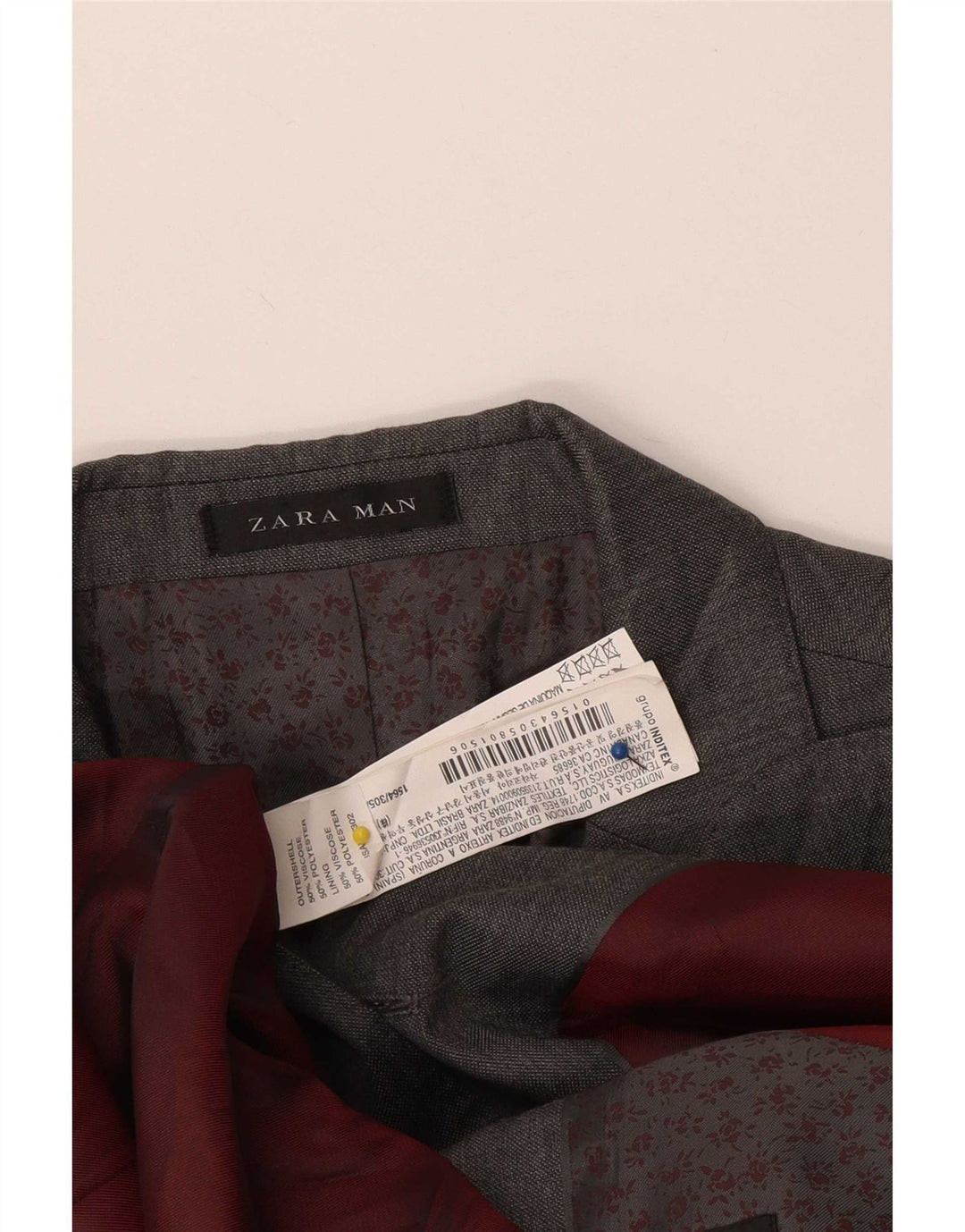 Zara Veste Blazer 2 Boutons Homme UK 38 Gris Moyen Viscose
