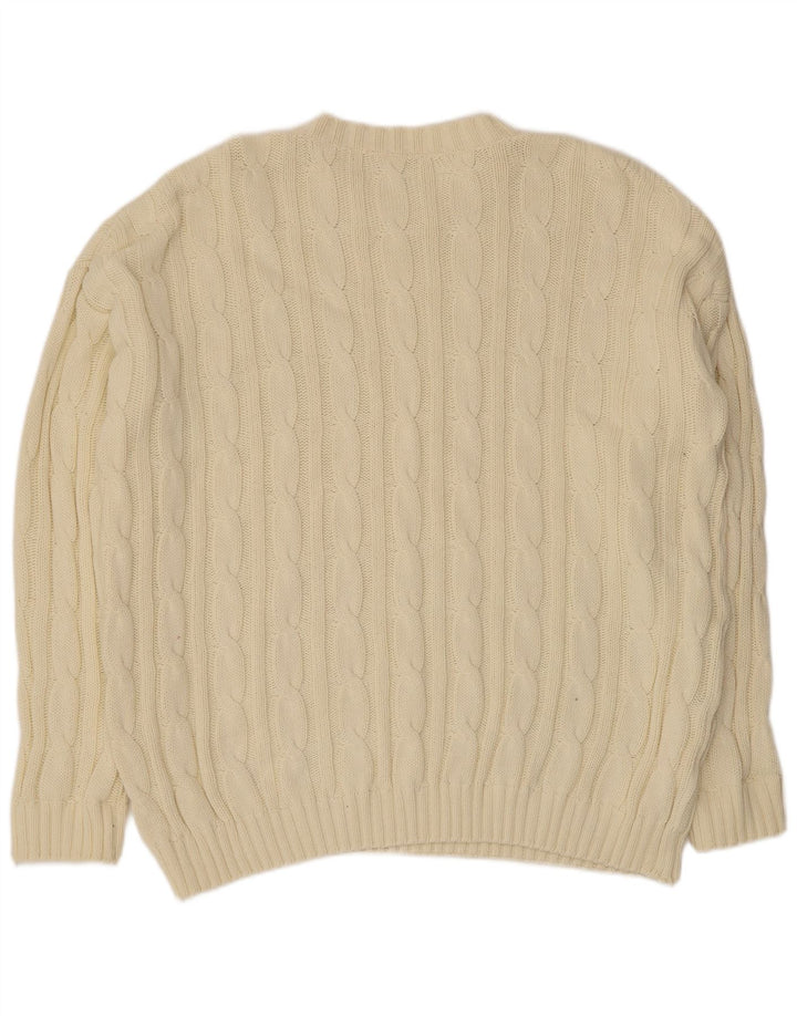 Pull vintage à col rond pour homme 2XL Beige