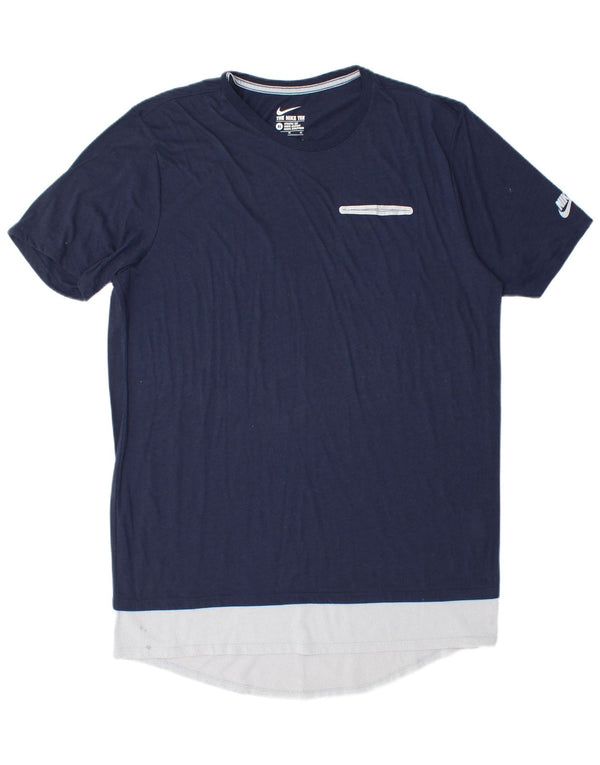 Nike Mens Athletic Cut T-Shirt Top XL Bleu Marine Colorblock Polyester