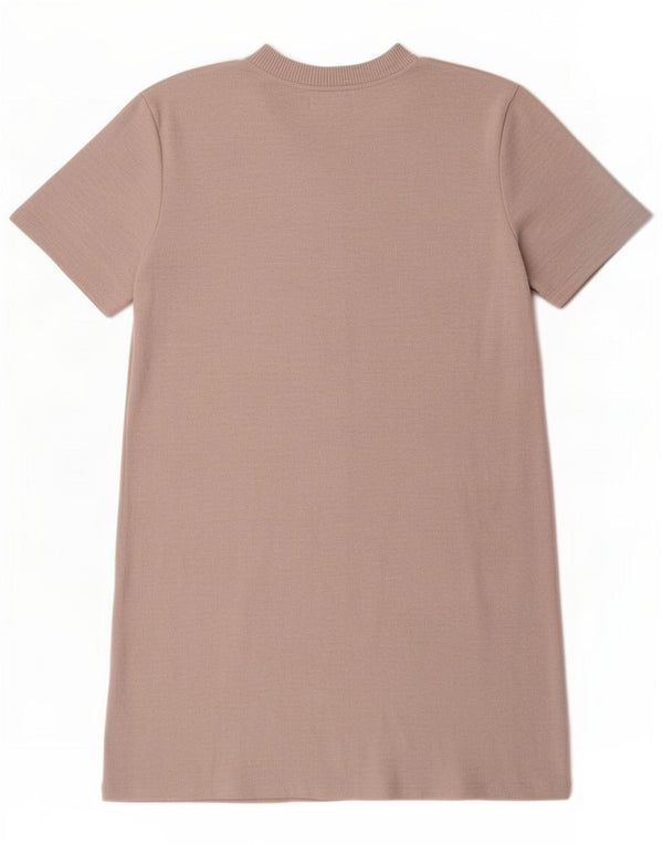 Zara Robe T-Shirt Femme UK 16 Large Beige Moucheté Polyester