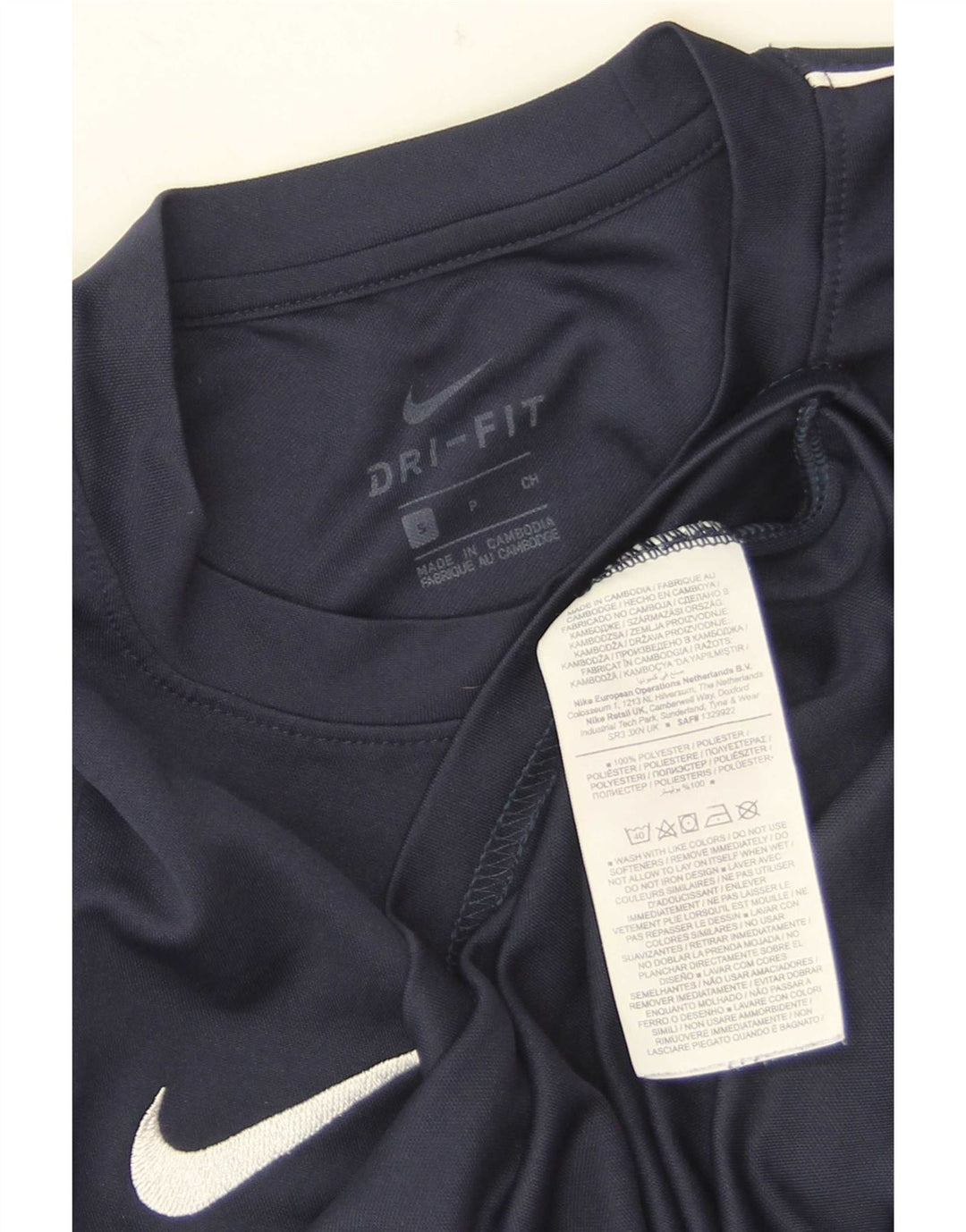Nike Hommes Dri Fit T-Shirt Haut Petit Bleu Marine Polyester