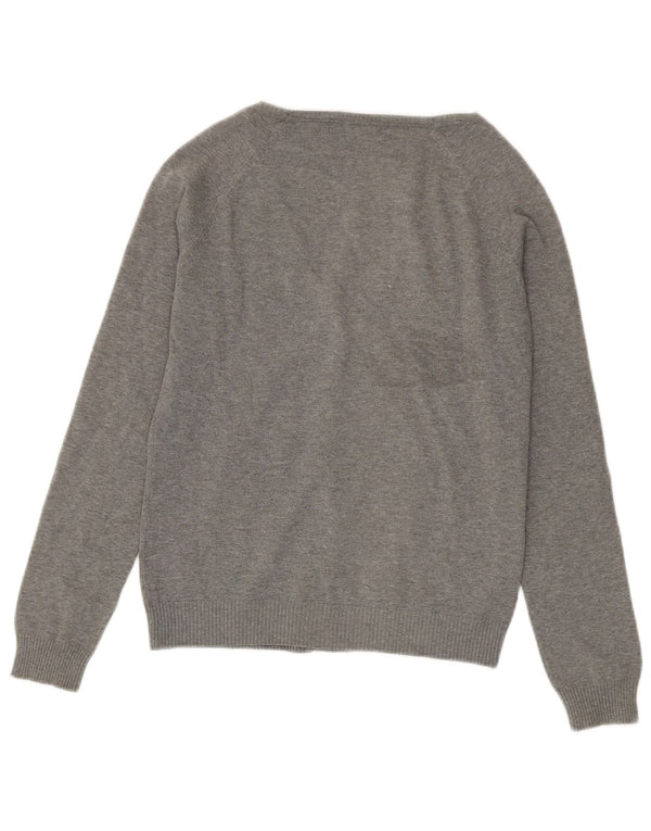 Zara Womens Cardigan Sweater UK 14 Large Gris Moucheté Coton