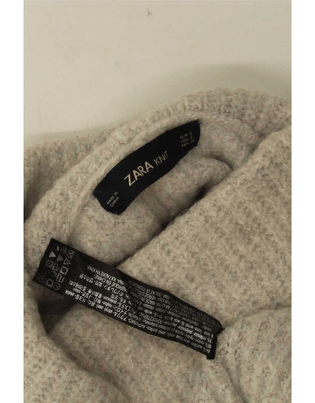 Zara Pull surdimensionné à col roulé pour femme UK 10 Petit Acrylique Gris
