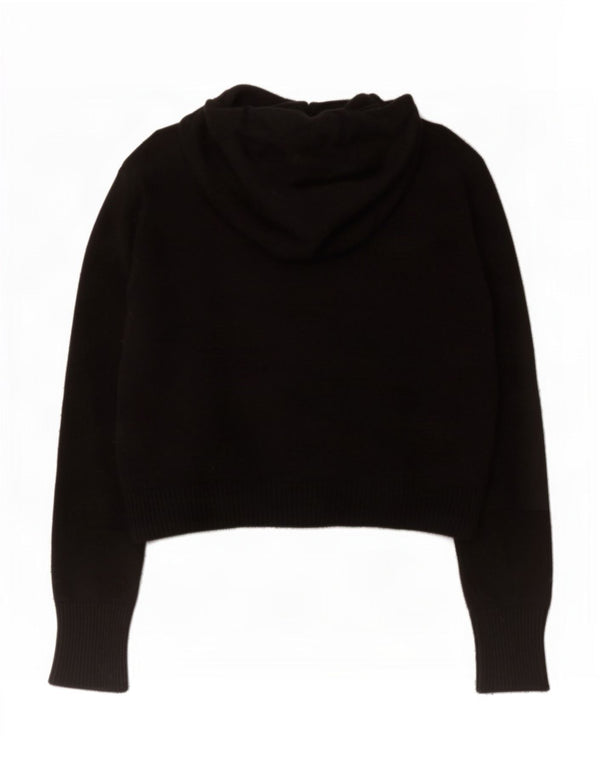 Zara Pull court à capuche pour femme UK 14 Medium Noir Viscose