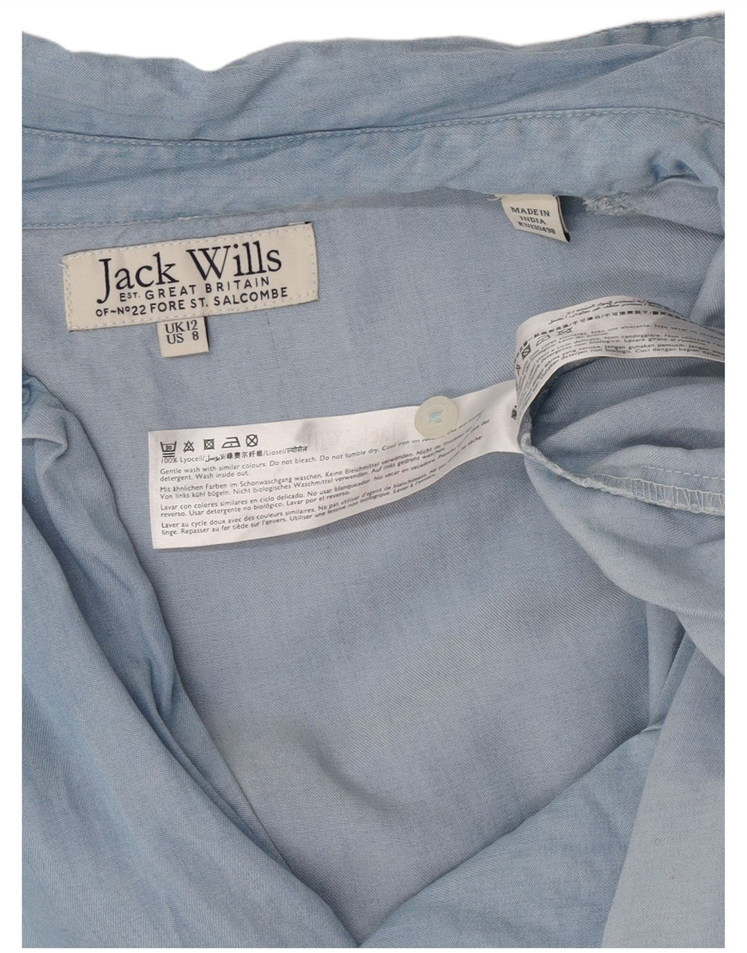 Jack Wills Chemise pull surdimensionnée à manches 3/4 pour femme UK 12 Bleu moyen