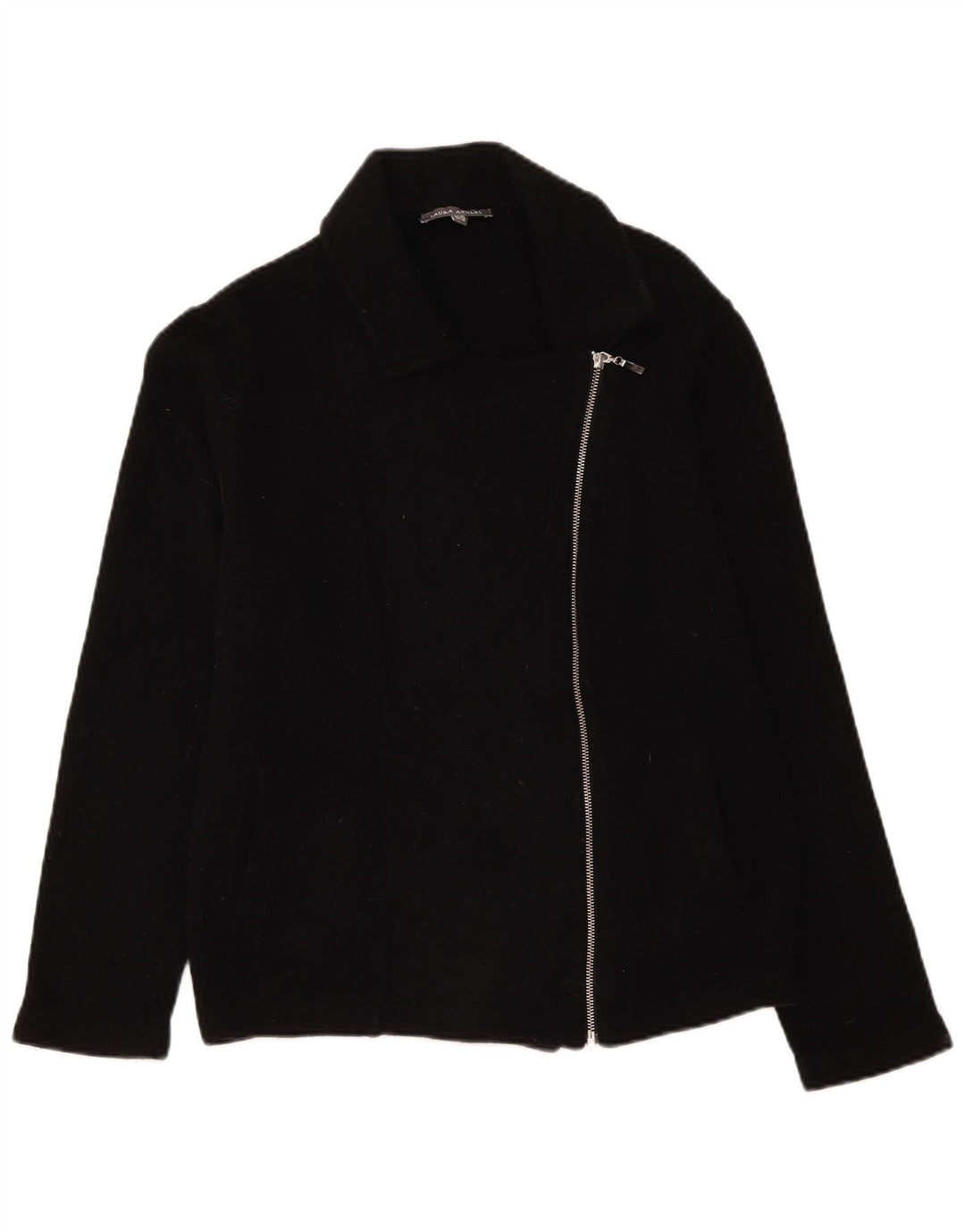 Laura Ashley Veste blazer zippée pour femme UK 18 XL Laine d'agneau noire