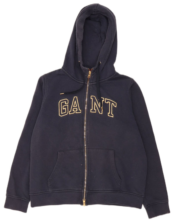 Gant Pull à capuche zippé graphique pour femme UK 16 Large Bleu marine Coton