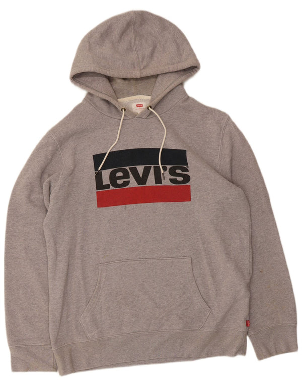 Levi's Pull à Capuche Graphique Homme Gris Coton Large