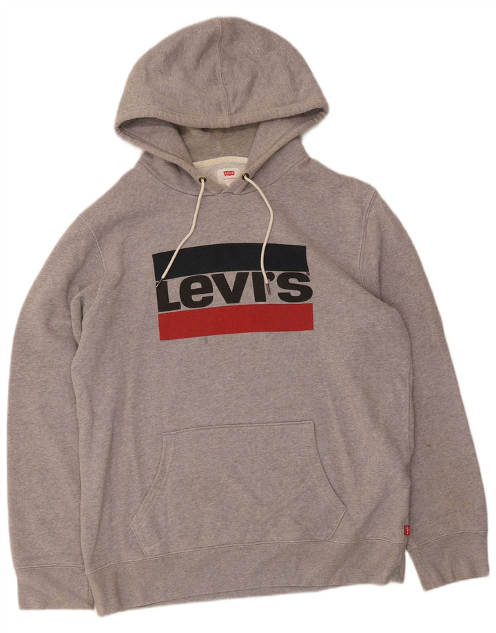 Levi's Pull à Capuche Graphique Homme Gris Coton Large