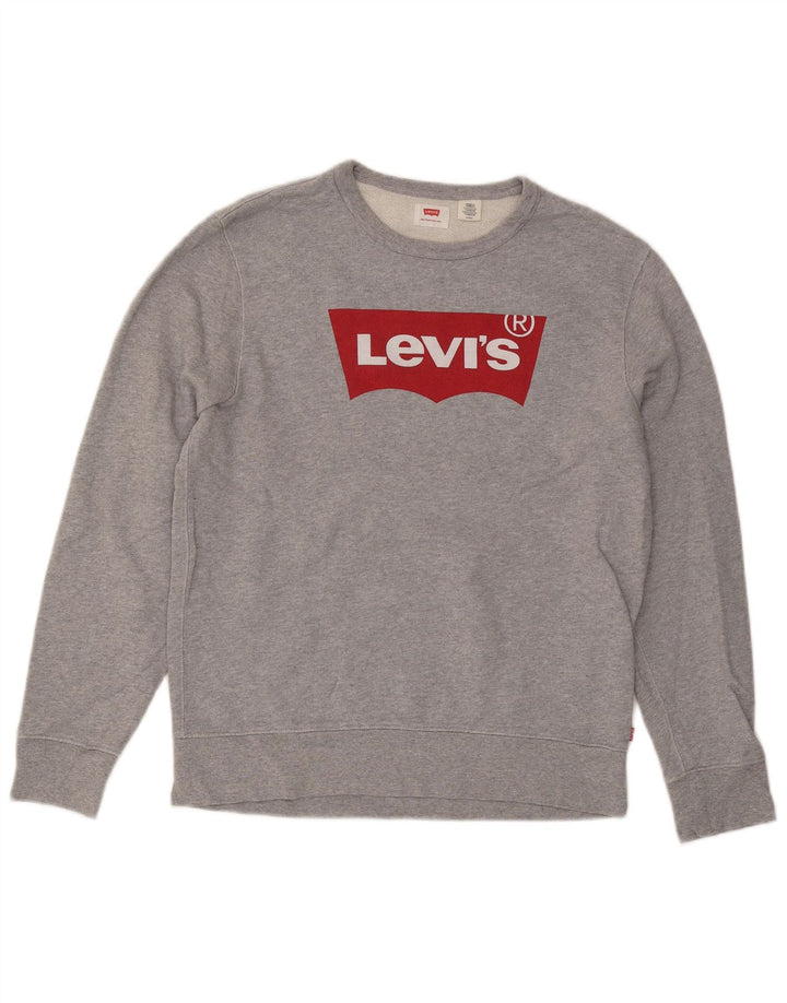 Levi's Graphic Sweatshirt Jumper Small Homme Gris Coton
