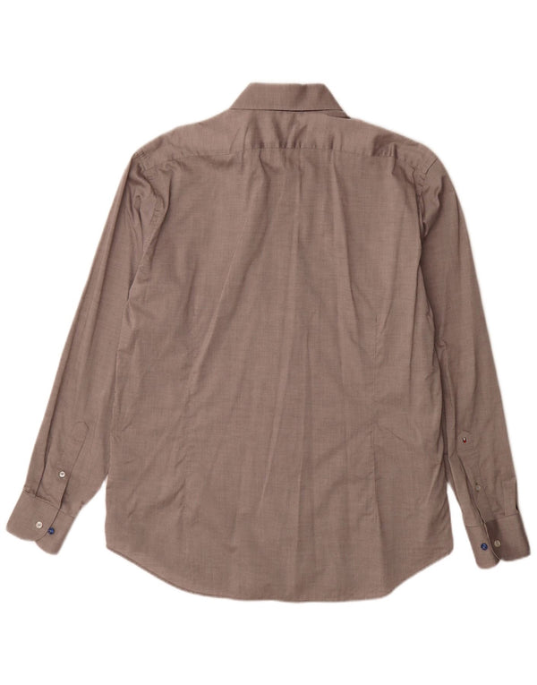 Tommy Hilfiger Chemise coupe ajustée pour homme Taille 44 17 1/2 XL Coton marron