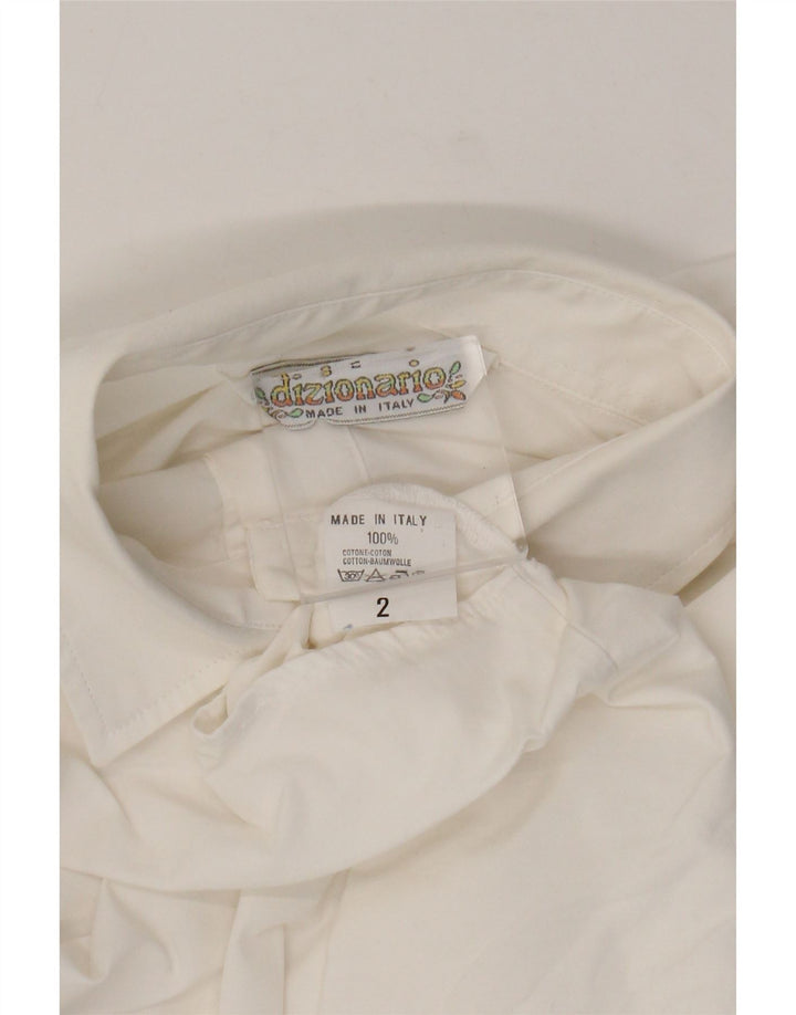 chemise graphique femme vintage UK 14 Grand coton blanc