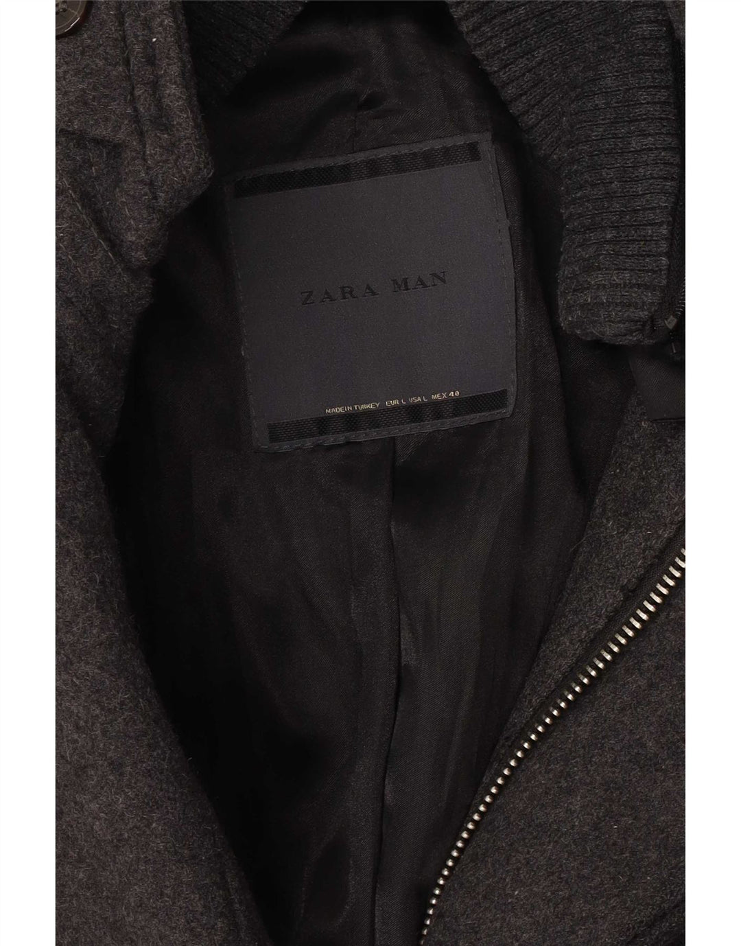 Zara Manteau Homme UK 40 Large Gris