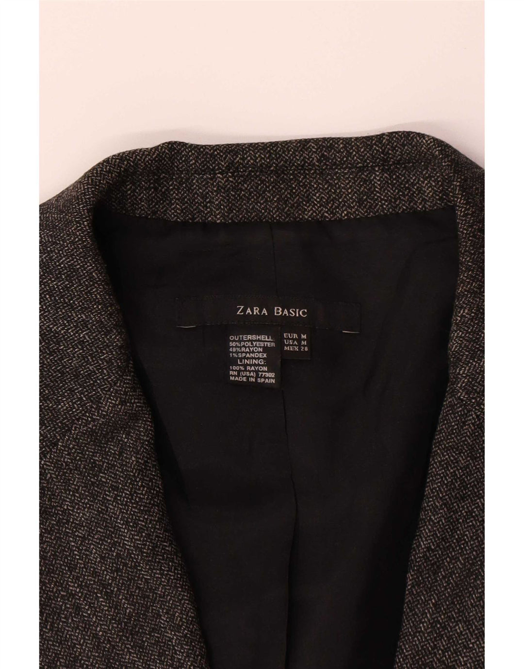 Zara Veste Blazer 1 Bouton Femme UK 12 Gris Moyen Polyester