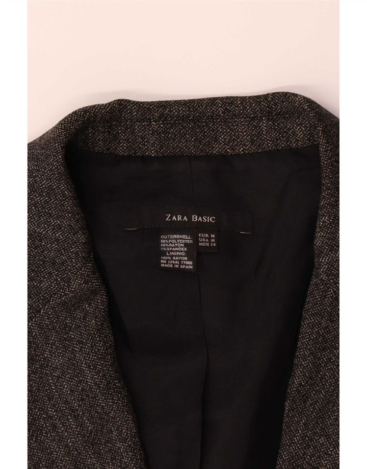 Zara Veste Blazer 1 Bouton Femme UK 12 Gris Moyen Polyester