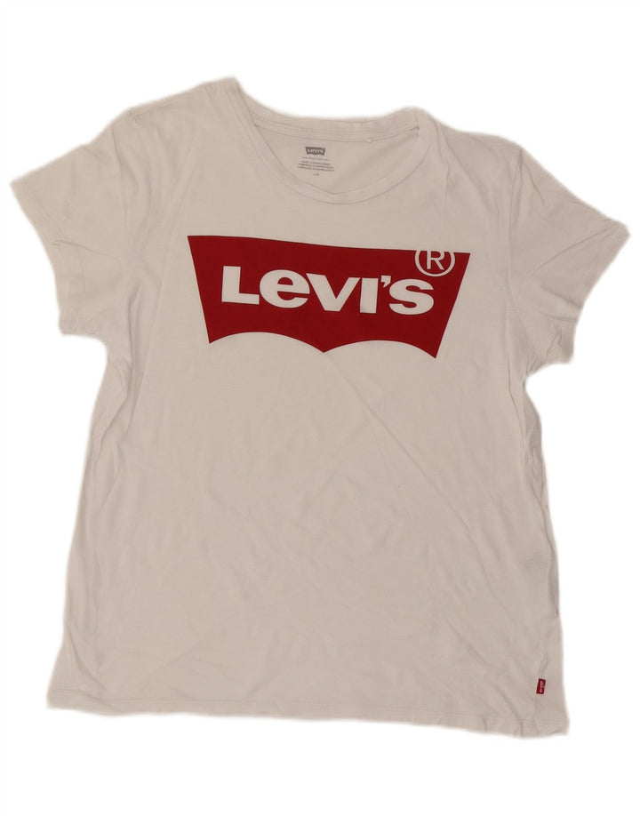 LEVI'S T-shirt graphique pour femme UK 16 Large Blanc
