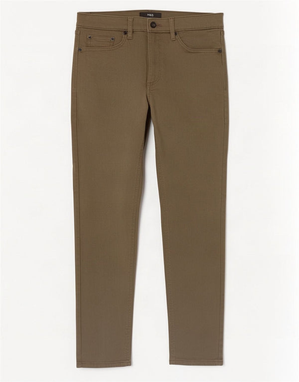 Marks & Spencer Jean Slim Homme W30 L29 Kaki Coton