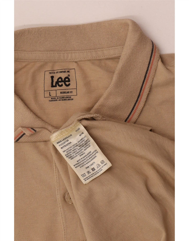 Lee Polo Homme Coupe Regular Grand Coton Rayé Beige