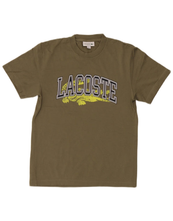 Lacoste T-shirt graphique coupe classique pour homme Taille 2 XS Coton kaki