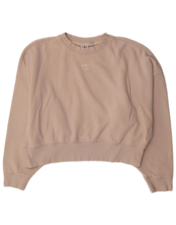 Adidas Sweat-shirt court surdimensionné pour femme UK 10 Petit coton beige