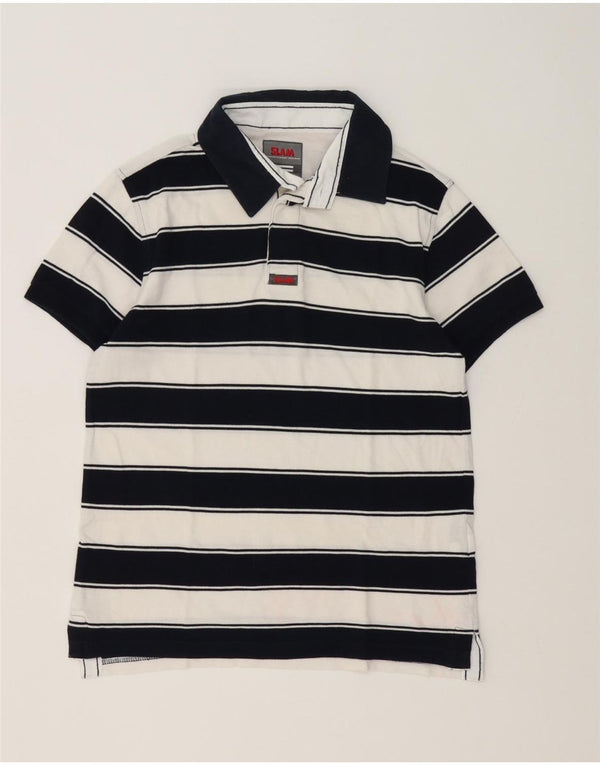 Slam Polo Homme Petit Blanc Rayé Coton