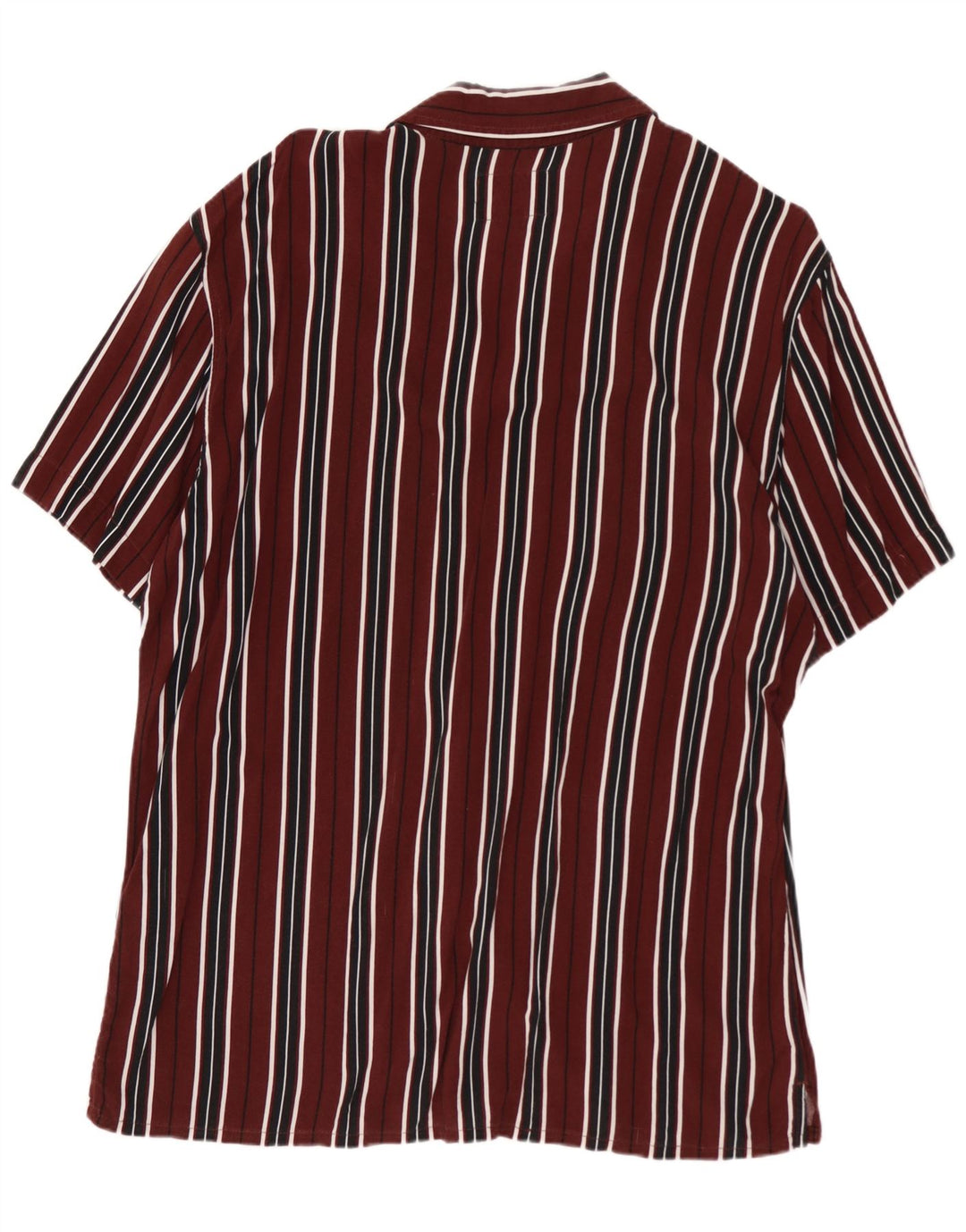 Pull & Bear Chemise à manches courtes pour homme en viscose rayée bordeaux