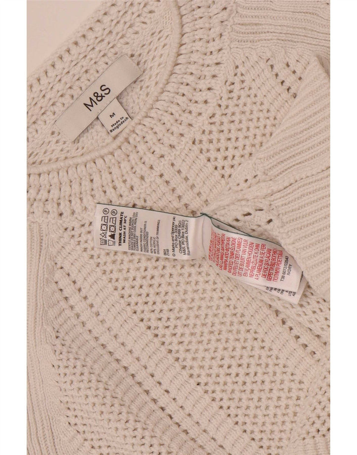 Marks & Spencer Pull court à col rond pour femme UK 14 Medium Off White