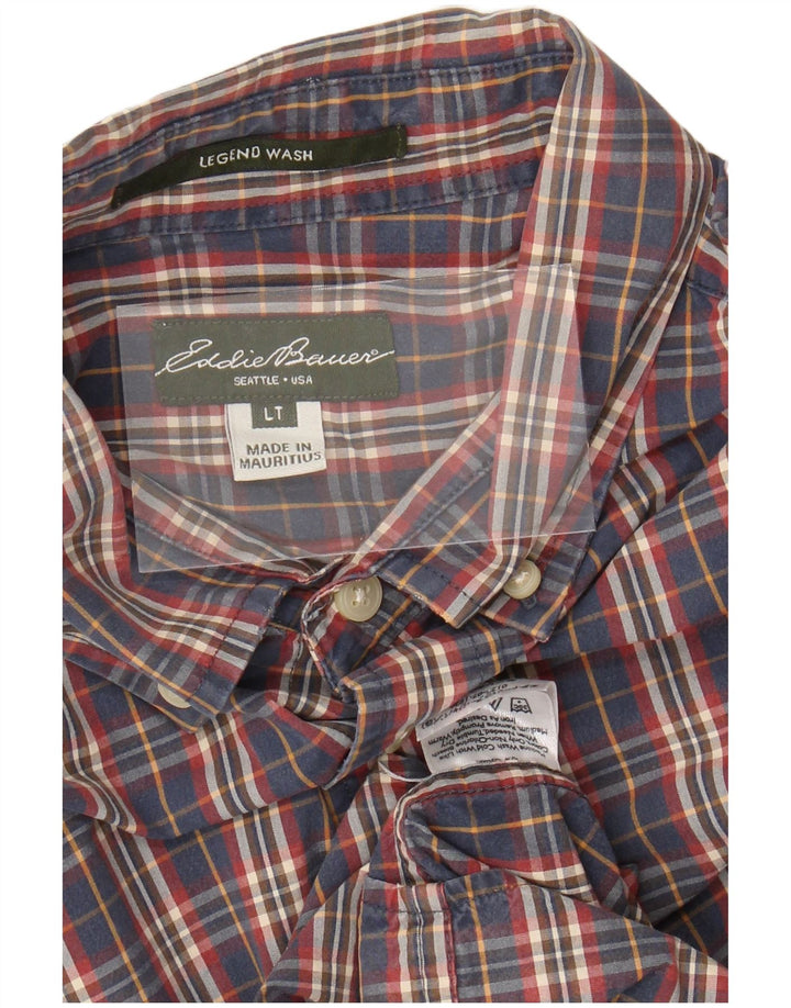 EDDIE BAUER Chemise Homme Grand Carreau Bleu Marine Coton
