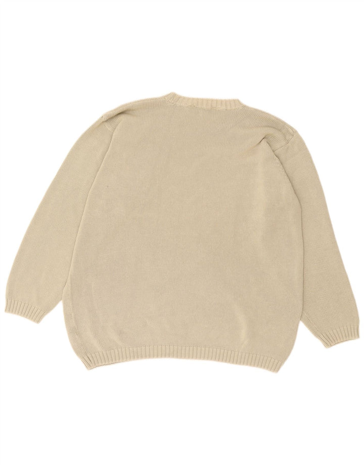 Marks & Spencer Pull à col rond pour homme en coton beige Large