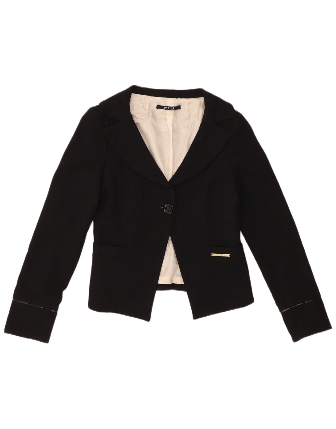 NADINE Veste blazer courte à 1 bouton pour femme IT 42 Noir moyen Polyester