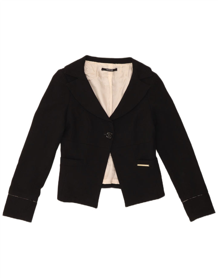NADINE Veste blazer courte à 1 bouton pour femme IT 42 Noir moyen Polyester
