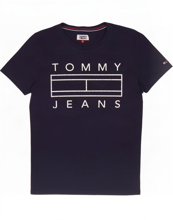 Tommy Jeans T-shirt graphique pour femme UK 10 Small Bleu marine Coton