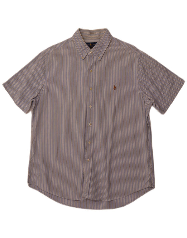 POLO RALPH LAUREN Chemise à manches courtes pour hommes, coupe classique, grandes rayures bleues