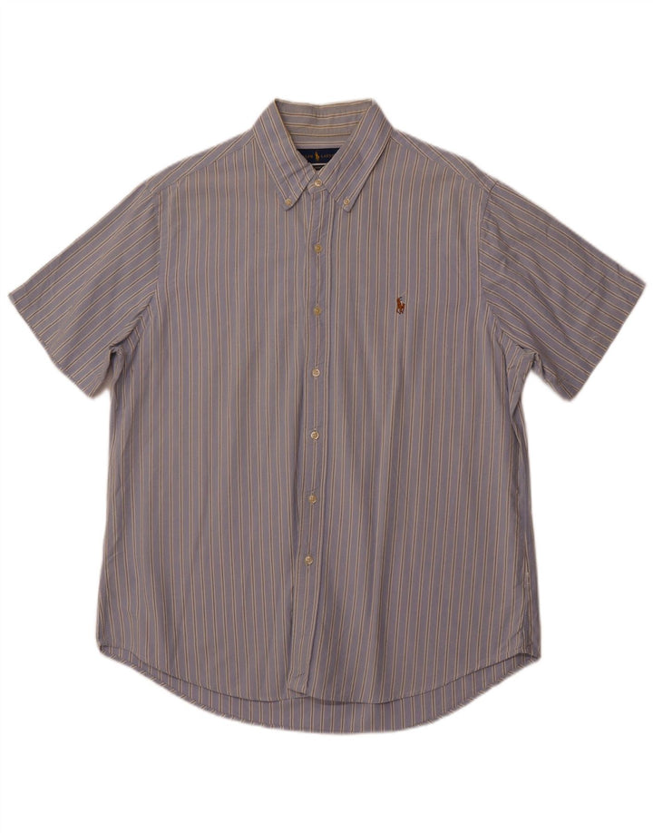 POLO RALPH LAUREN Chemise à manches courtes pour hommes, coupe classique, grandes rayures bleues