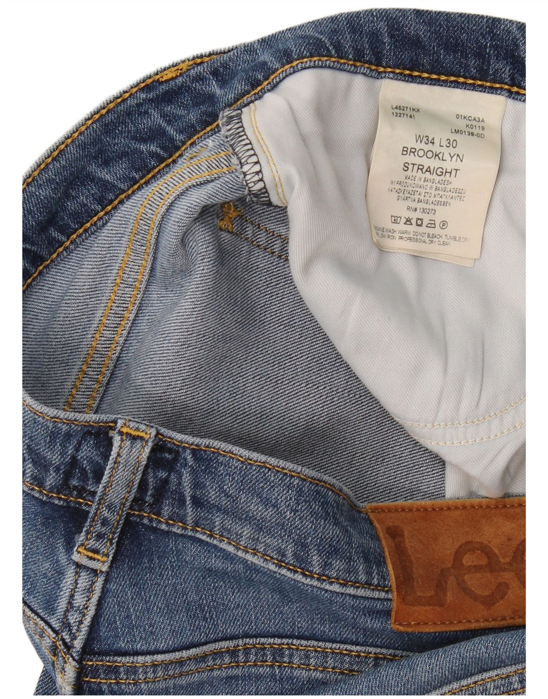 Lee Jean Droit Brooklyn Homme W34 L30 Bleu Coton