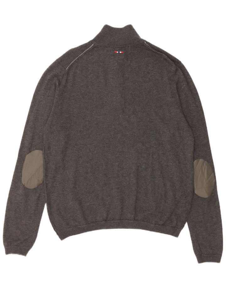 NAPAPIJRI Pull Geographical Zip Neck Homme Gris Moyen Laine Mérinos