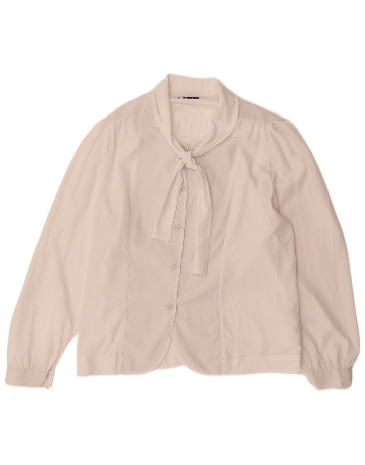 vintage Femme Front Tie Shirt Blouse IT 51 XL Off White