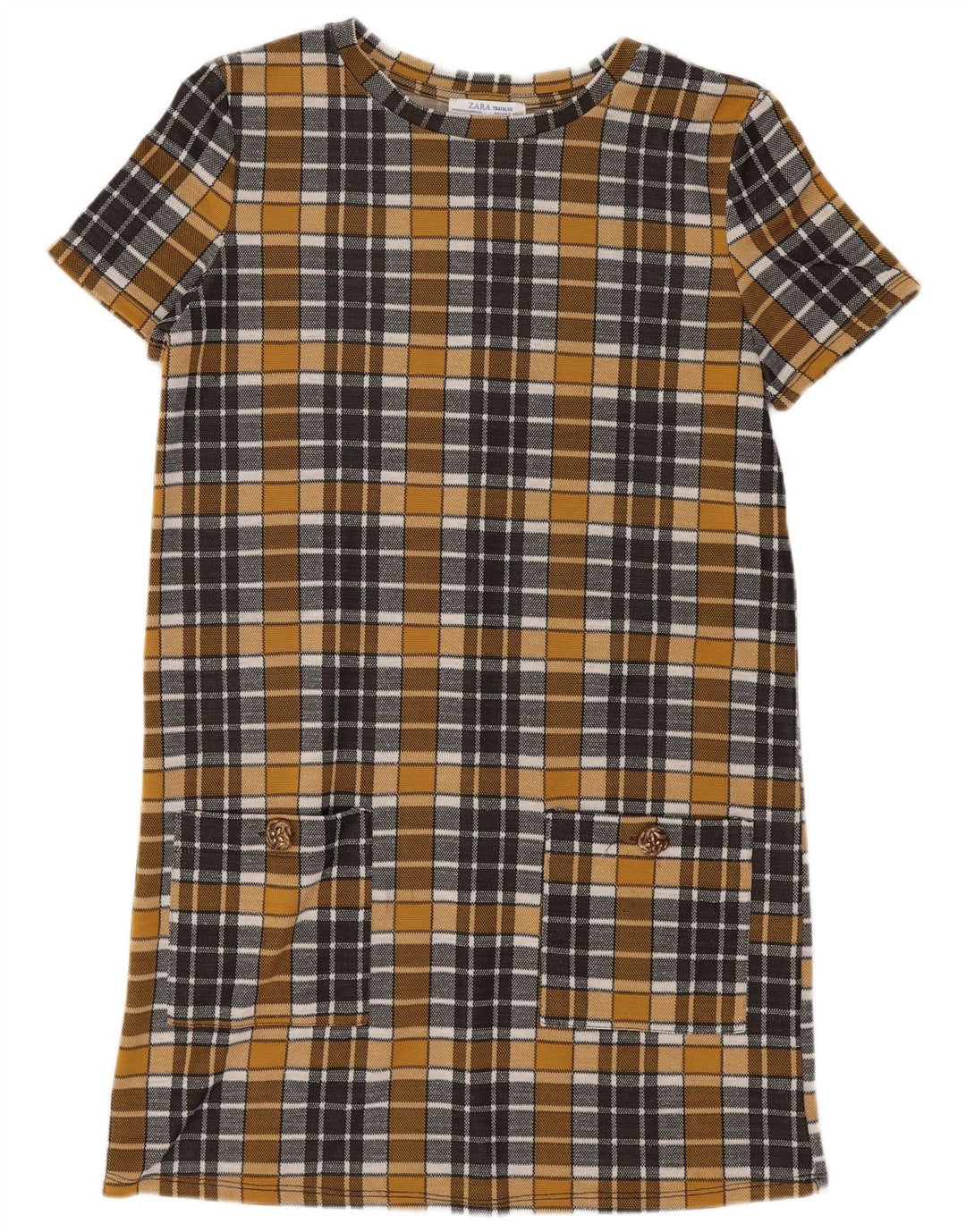 Zara Womens Trafaluc Shift Dress UK 10 Petit carreaux jaunes