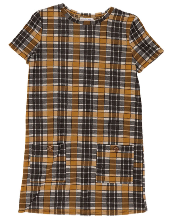 Zara Womens Trafaluc Shift Dress UK 10 Petit carreaux jaunes