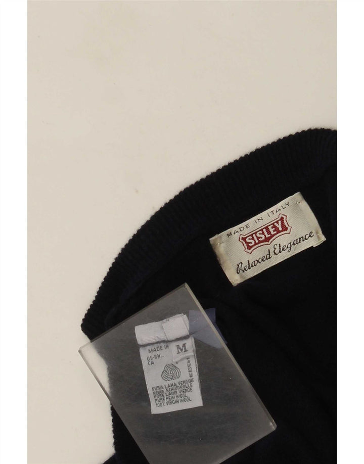 Sisley Pull Col V Laine Vierge Bleu Marine Moyen Homme