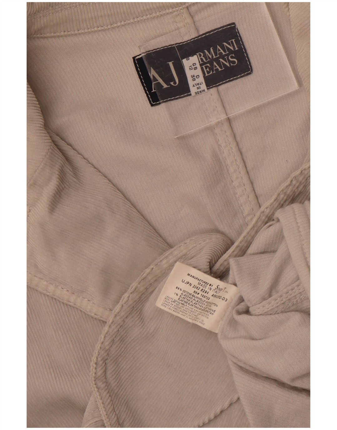 Armani Jeans Veste blazer en velours côtelé à 3 boutons pour femme UK 12 Gris moyen