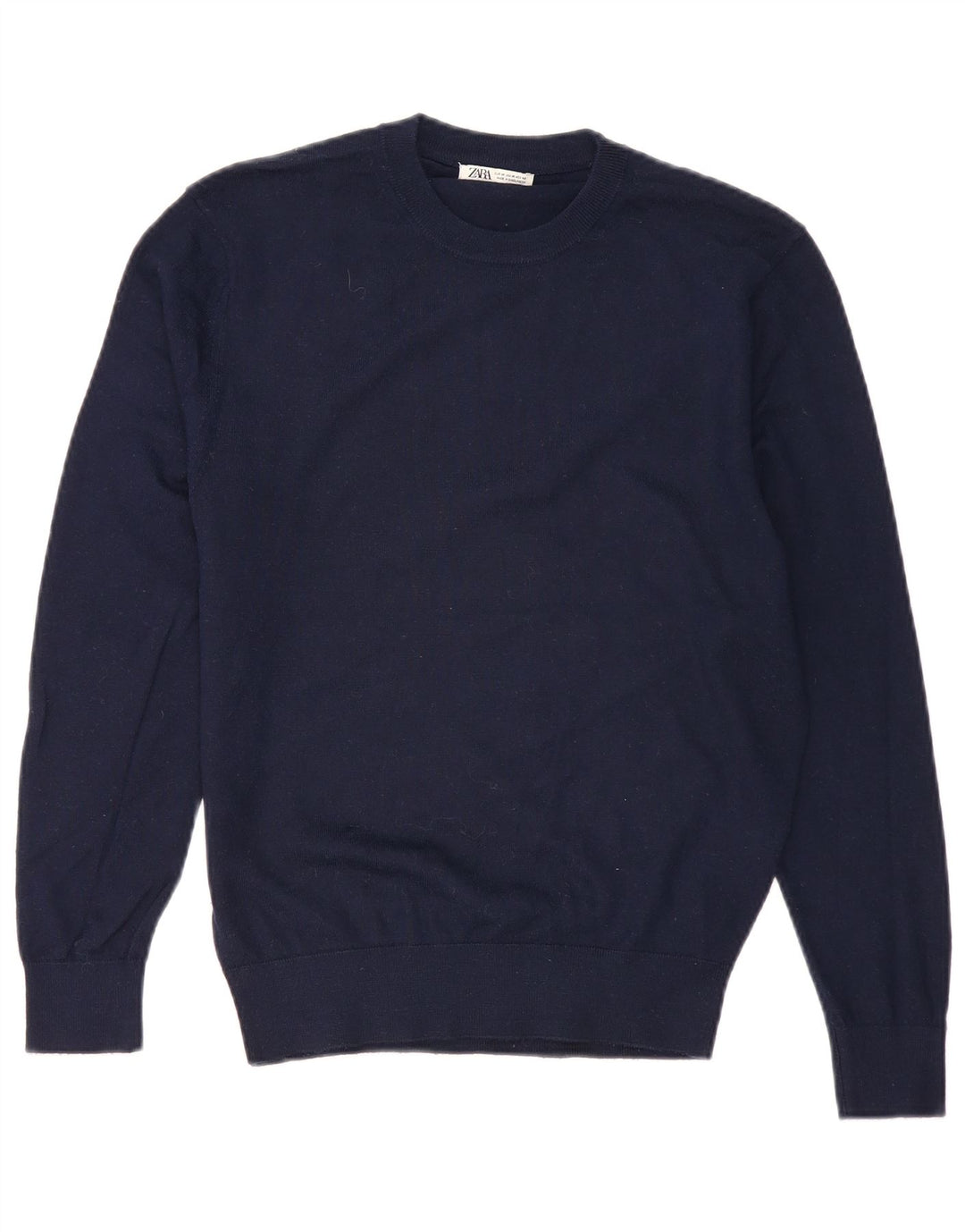 Zara Homme Pull Col Ras Du Cou Acrylique Bleu Marine Moyen