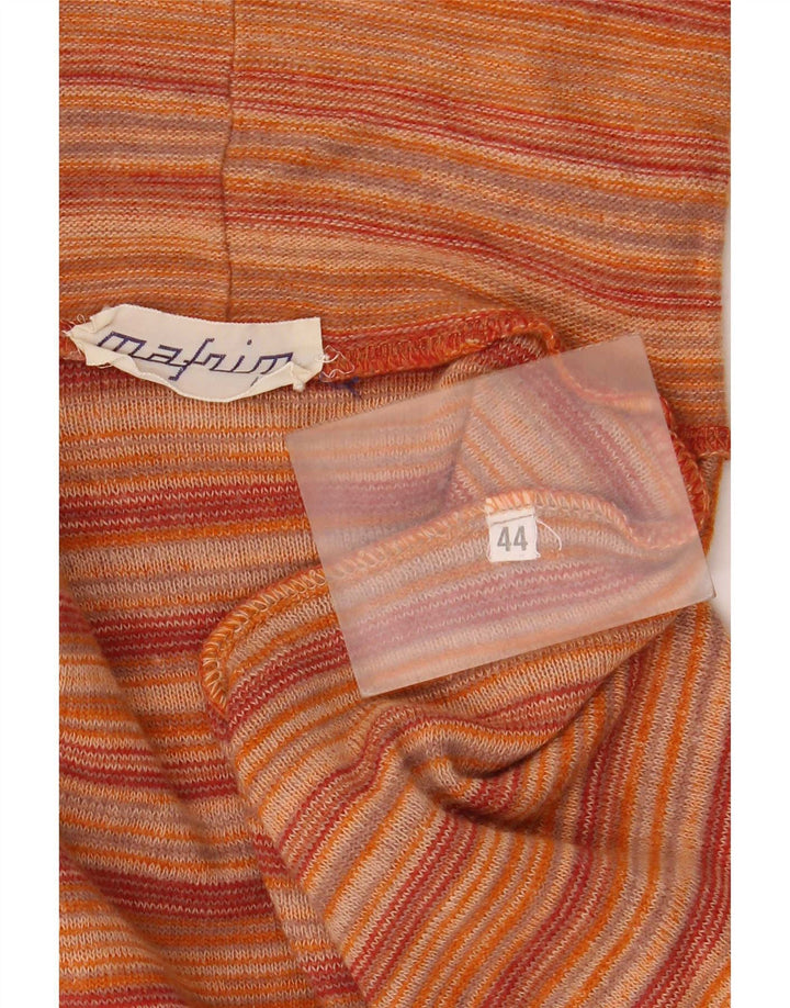 vintage Femme Roll Neck Jumper Pull IT 44 Moyen Orange Rayé