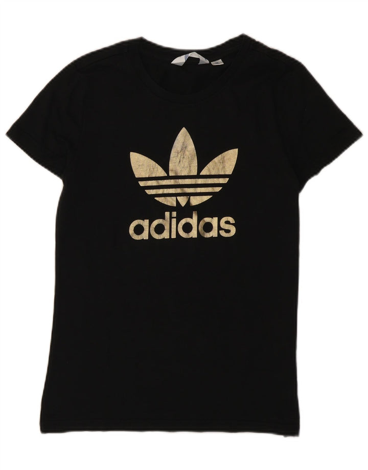 Adidas T-Shirt Graphique Femme Top IT 42 Coton Noir Moyen