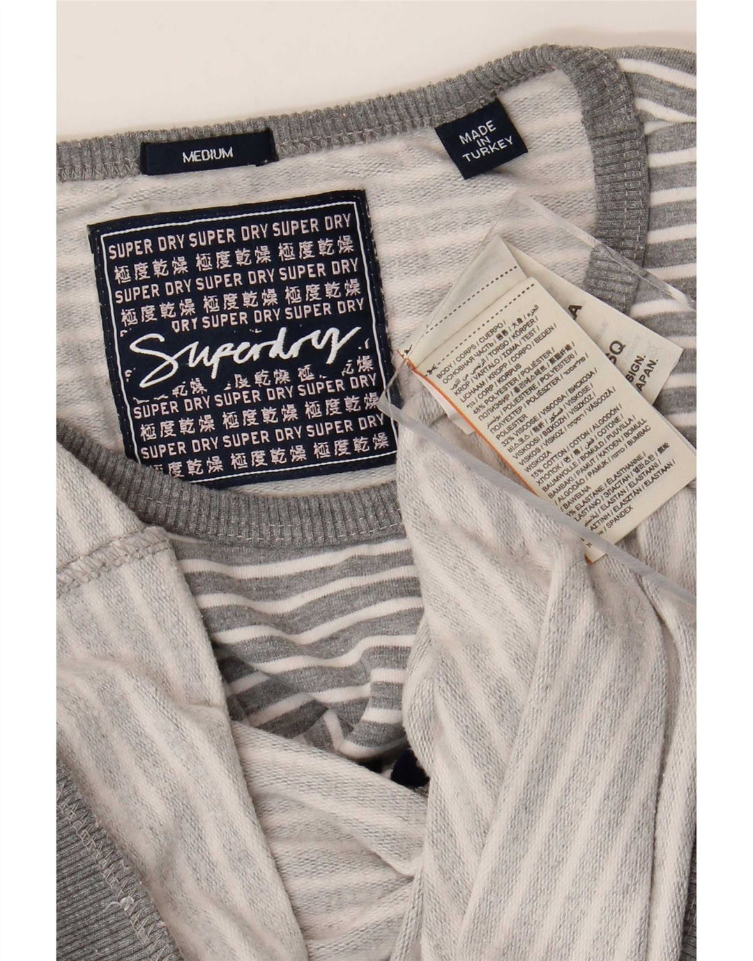 Superdry Sweat-shirt graphique pour femme UK 14 Gris moyen rayé