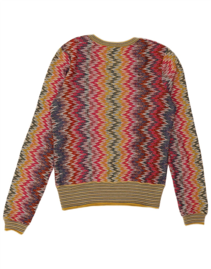 DESIGUAL Pull col V pour femme UK 10 Petit chevron multicolore