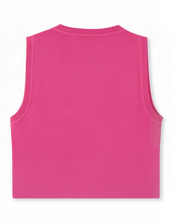 Zara Womens Crop Vest Top UK 14 Large Rose Viscose